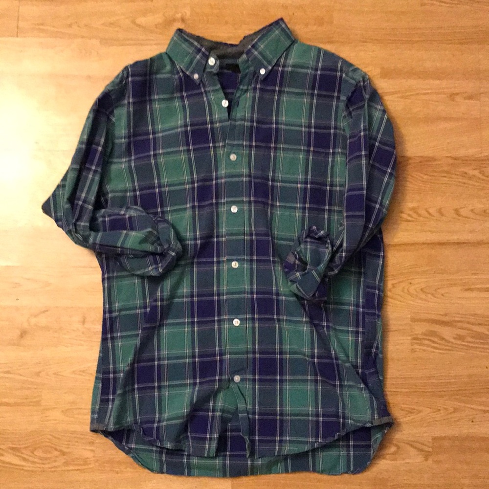 J. Crew Med Plaid Button down